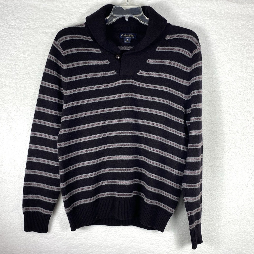 Vintage Brooks Brothers Sweater Men's M‎ Black Shawl Collar Lambswool Button